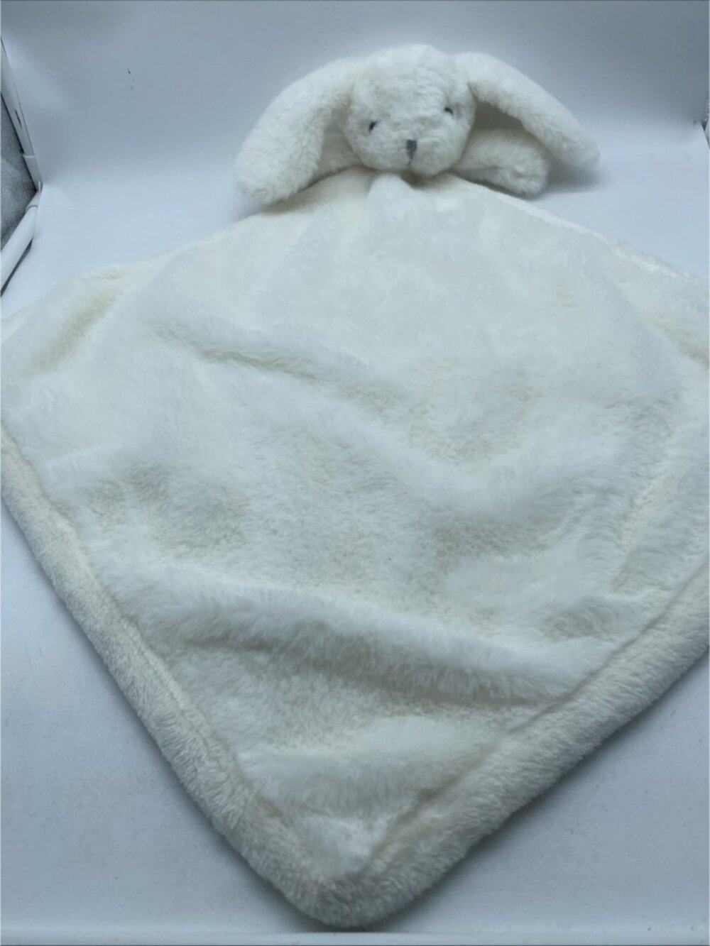 OEKO-TEX Standard 100 White bunny Lovey Plush Infant Security Blanket 14" x 15"